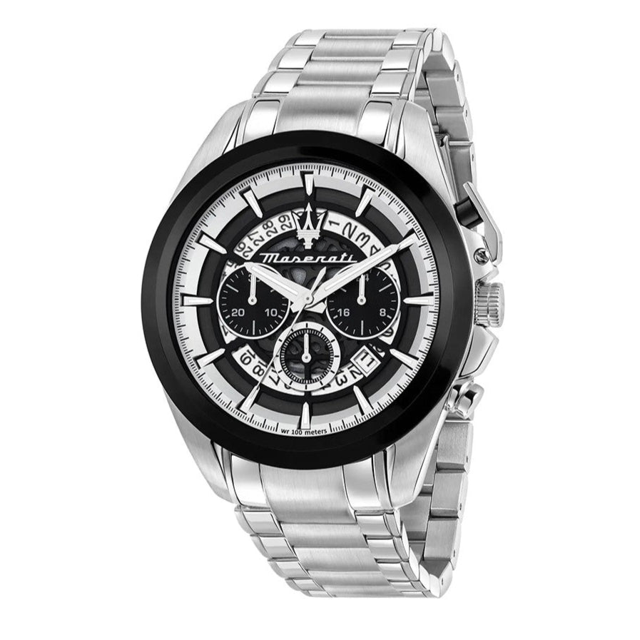 Maserati Traguardo Chronograph Black Dial Silver Steel Strap Watch For Men - R8873612059