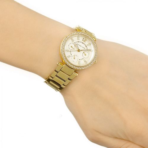 Michael Kors Parker White Dial Gold Steel Strap Watch for Women - MK6056