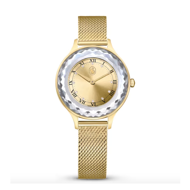 Swarovski Octea Nova Analog Gold Dial Gold Mesh Strap Watch for Women - 5649993