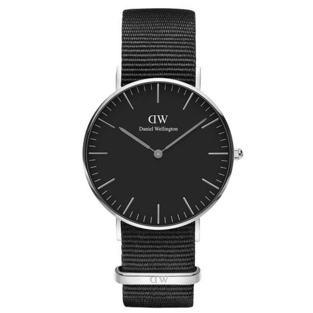 Daniel Wellington Classic Cornwall Quartz Black Dial Black Nylon Strap Watch For Women - DW00100151