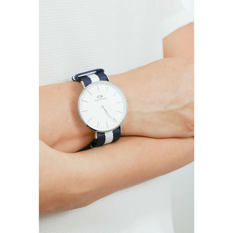 Daniel Wellington Classic Glasgow White Dial Two Tone NATO Strap Watch For Men - DW00100018