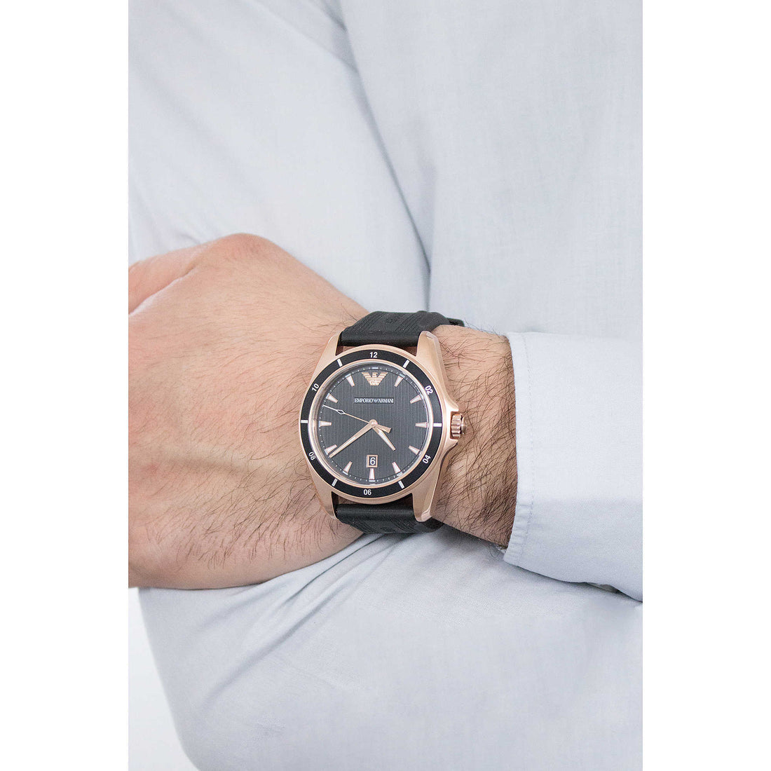 Emporio Armani Sport Quartz Black Dial Black Rubber Strap Watch For Men - AR11101