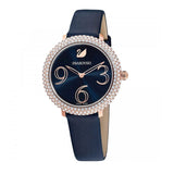 Swarovski Crystal Frost Blue Dial Blue Leather Strap Watch for Women - 5484061