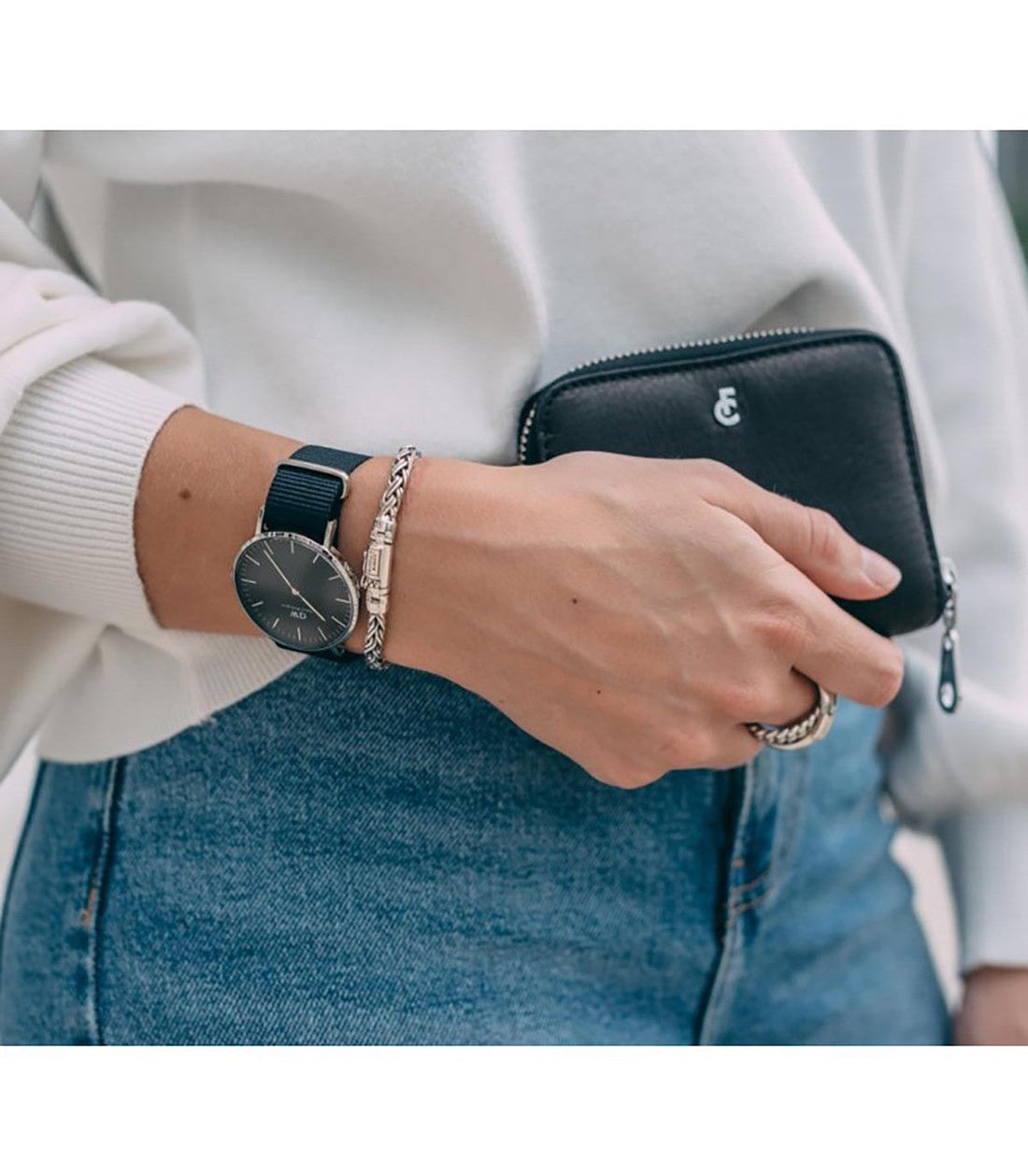 Daniel Wellington Classic Cornwall Quartz Black Dial Black Nylon Strap Watch For Women - DW00100151