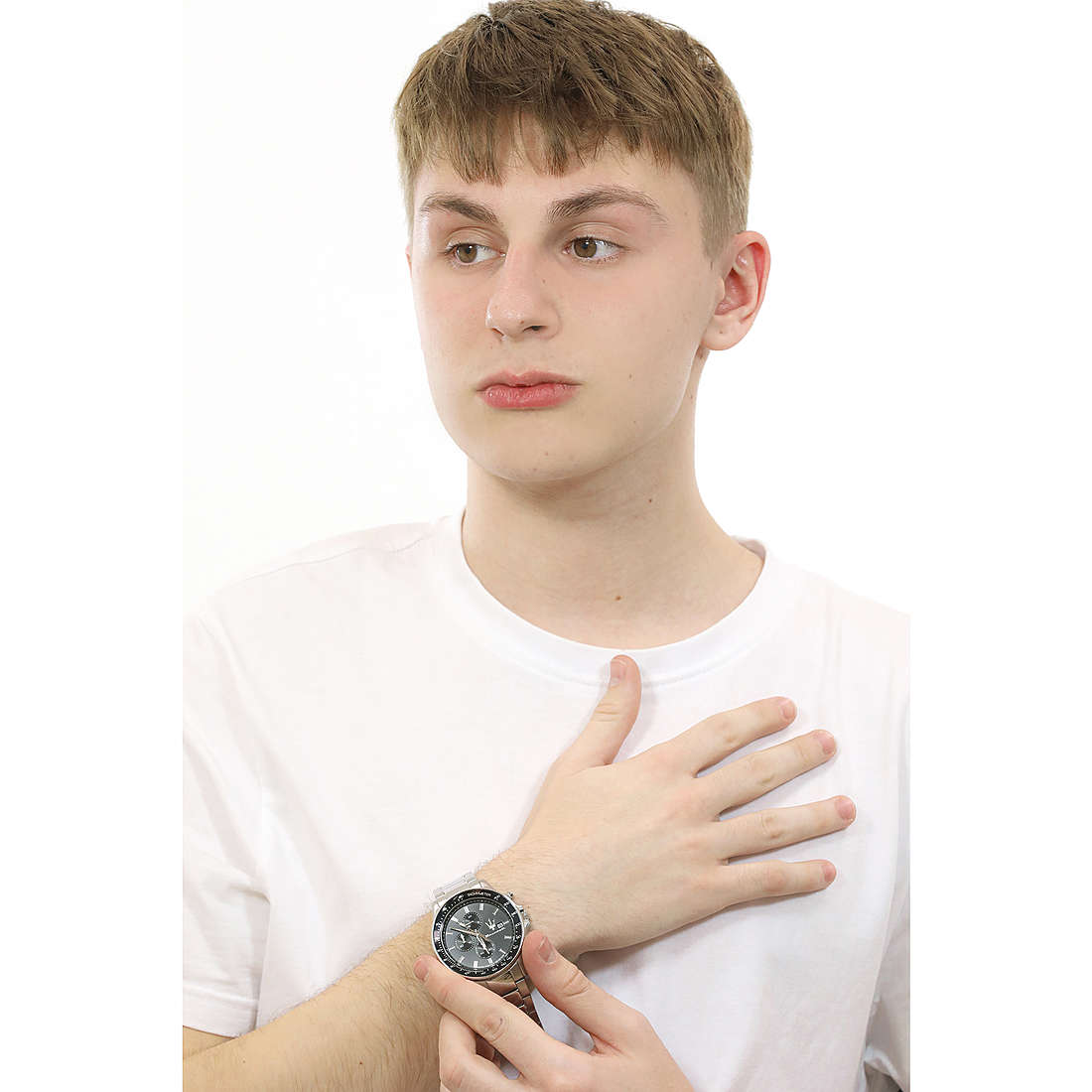 Maserati SFIDA Chronograph Black Dial Silver Steel Strap Watch For Men - R8873640015