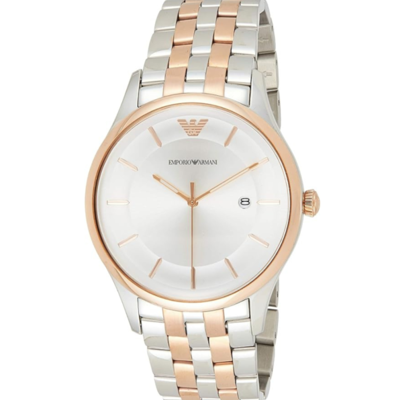 Emporio Armani Lambda Analog Silver Dial Two Tone Steel Strap Watch For Men - AR11044