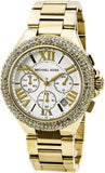 Michael Kors Camille Silver Diamonds Dial Gold Steel Strap Watch for Women - MK5756