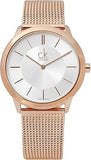 Calvin Klein Minimal White Dial Rose Gold Mesh Bracelet Watch for Women - K3M22626