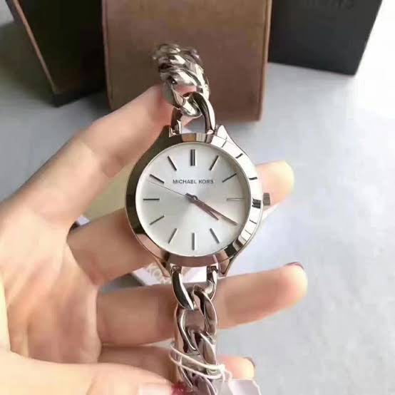 Michael Kors Slim Runway Silver Dial Silver Steel Strap Watch for Women - MK3279