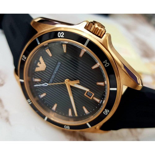 Emporio Armani Sport Quartz Black Dial Black Rubber Strap Watch For Men - AR11101