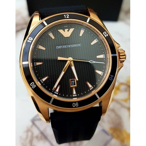 Emporio Armani Sport Quartz Black Dial Black Rubber Strap Watch For Men - AR11101