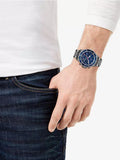 Michael Kors Bayville Chronograph Blue Dial Grey Steel Strap Watch For Men - MK8727