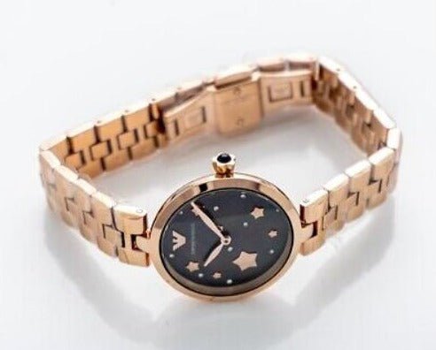 Emporio Armani Arianna Black Dial Rose Gold Stainless Steel Watch For Women - AR11197