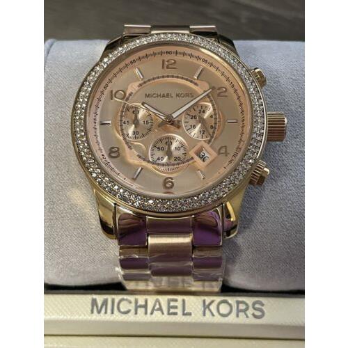 Michael Kors Dylan Rose Gold Dial Rose Gold Steel Strap Watch for Women - MK5576