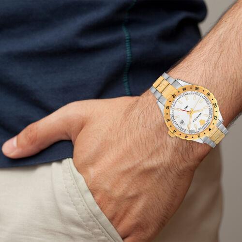 Versace Hellenyium GMT Silver Dial Two Tone Steel Strap Watch for Men - V11030015