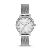 Michael Kors Quartz Crystals White Dial Silver Mesh Strap Watch for Women - MKO1013