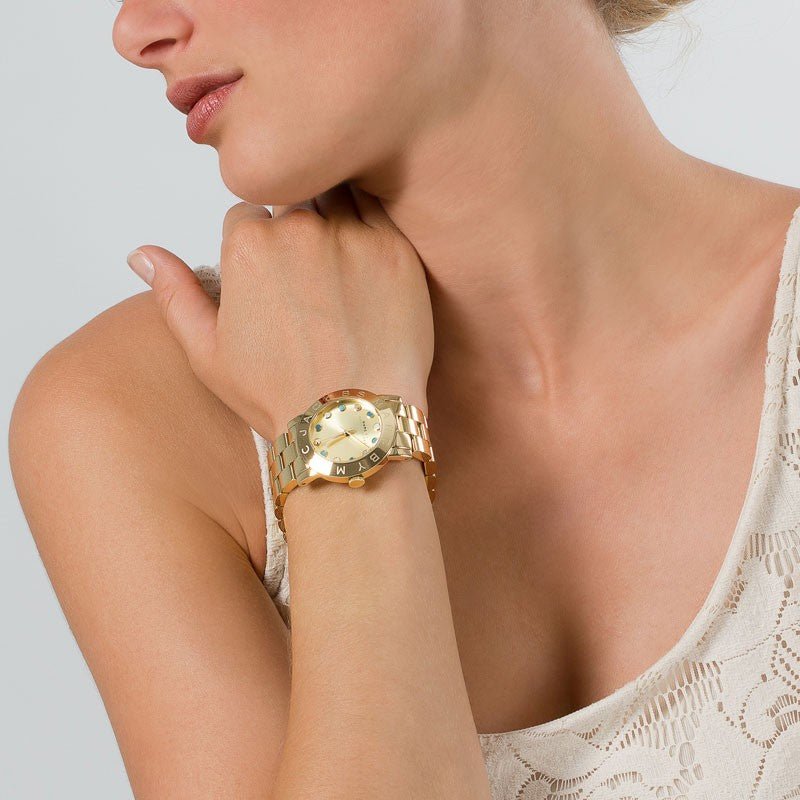 Marc Jacobs Amy Dexter Gold Dial Gold Steel Strap Watch for Women - MBM3215