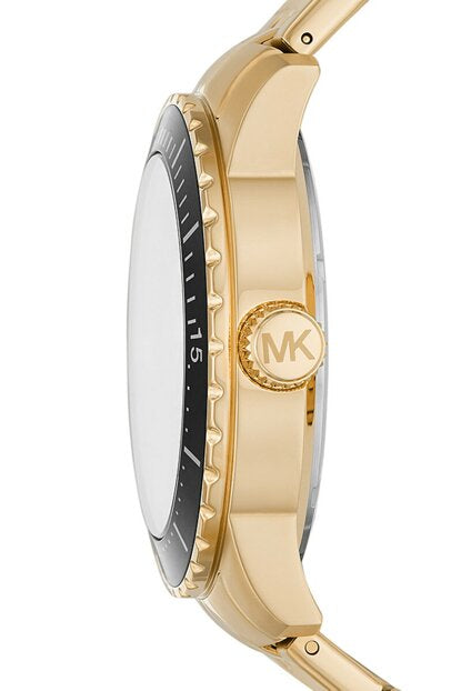 Michael Kors Cunningham Multifunction Black Dial Gold Steel Strap Watch For Men - MK7154