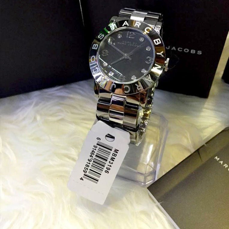 Marc Jacobs Amy Grey Dial Grey Steel Strap Watch for Women - MBM3196