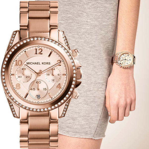 Michael Kors Blair Rose Gold Dial Rose Gold Steel Strap Watch for Women - MK5263