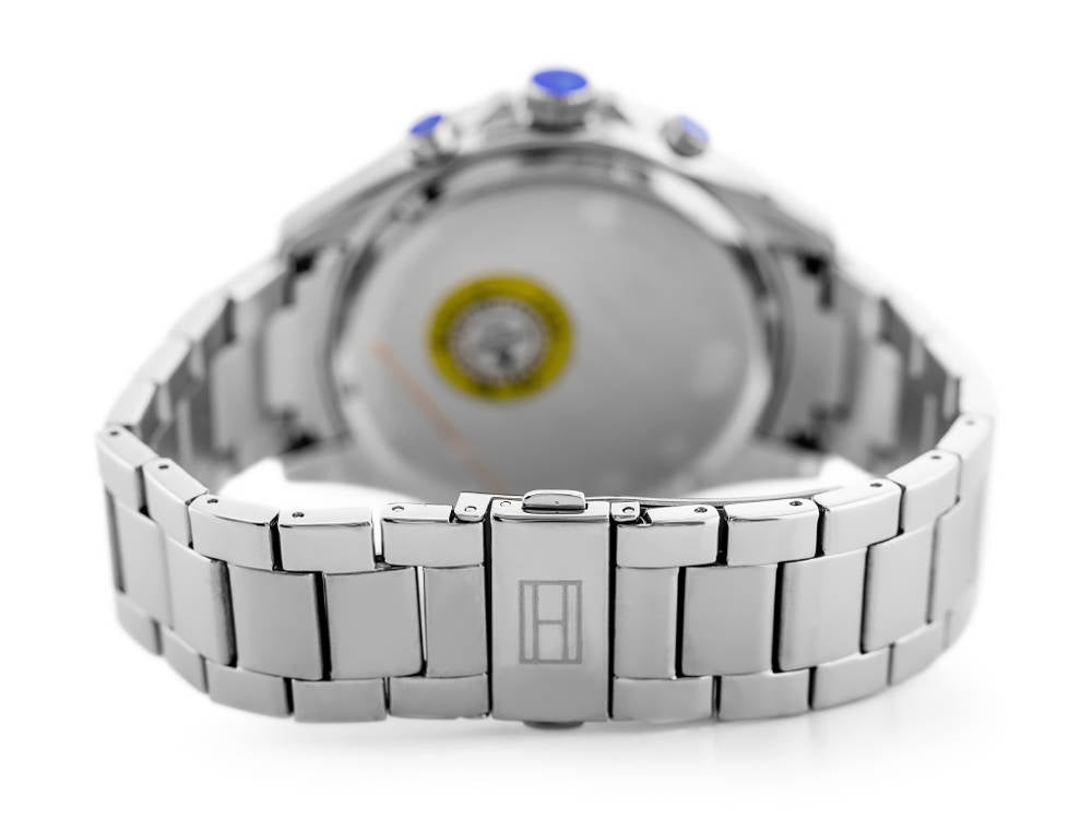 Tommy Hilfiger Luke Chronograph Black Dial Silver Steel Strap Watch for Men - 1791104