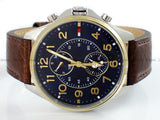 Tommy Hilfiger Dean Multifunctional Blue Dial Brown Leather Strap Watch for Men - 1791275