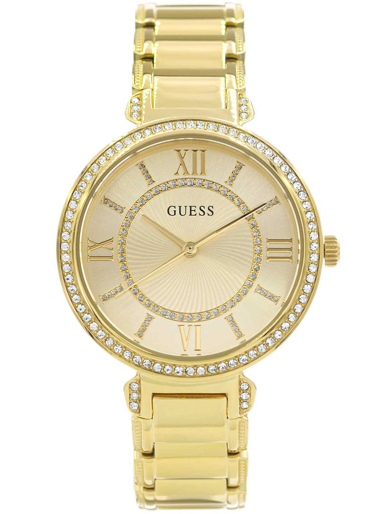 Guess Montage Quartz Gold Dial Gold Steel Strap Watch For Women - GW0588L1