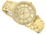 Guess Montage Quartz Gold Dial Gold Steel Strap Watch For Women - GW0588L1