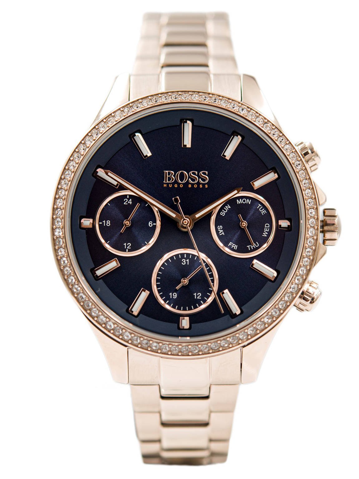 Hugo Boss Hera Blue Dial Gold Steel Strap Watch for Women - 1502566
