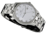 Marc Jacobs Henry Diamonds White Dial Silver Steel Strap Watch for Women - MBM3044