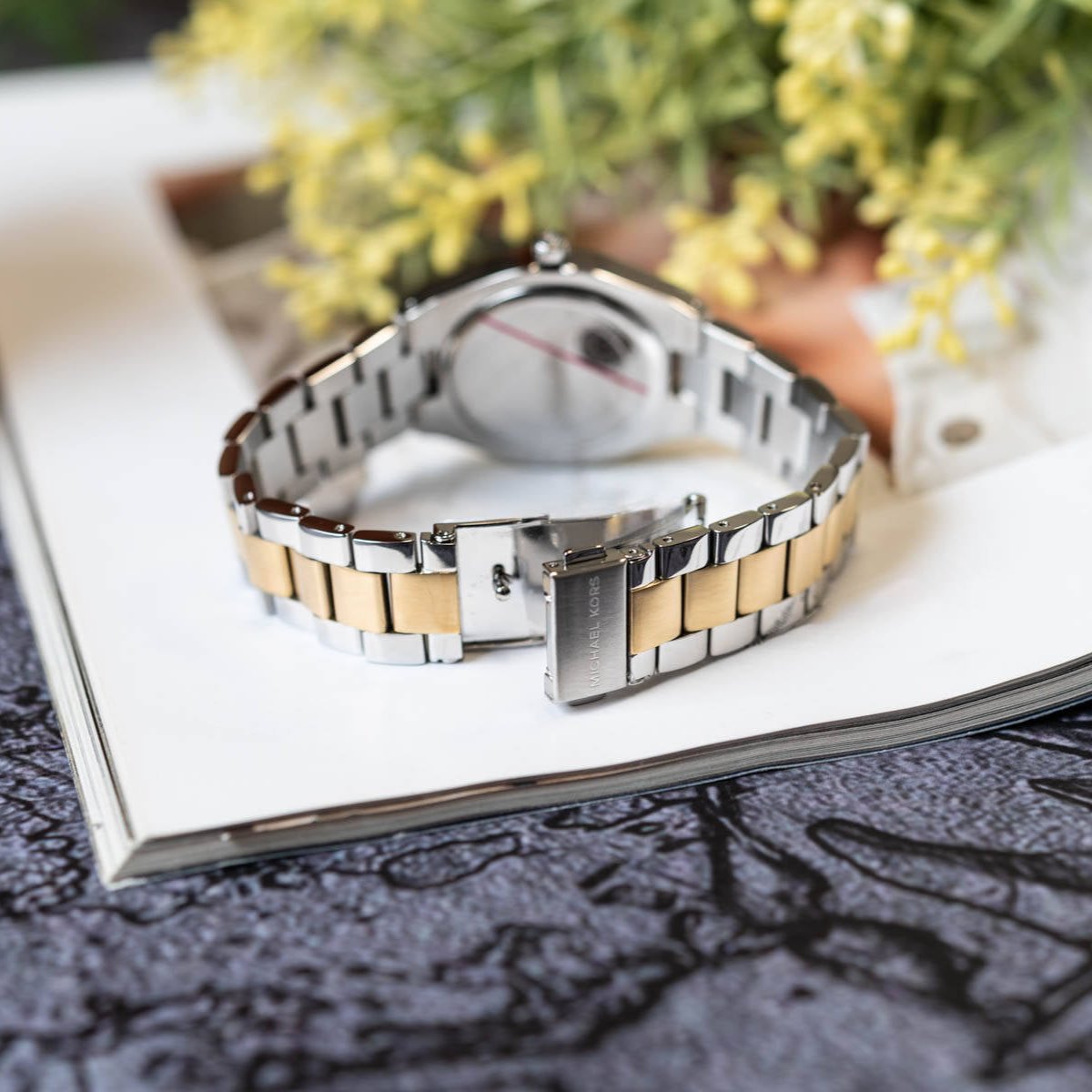 Michael Kors Lennox Three-Hand White Dial Two Tone Steel Strap Watch for Women - MK7464