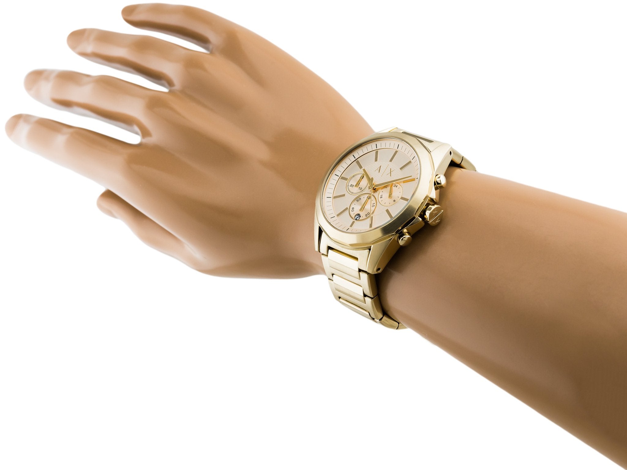 Armani Exchange Drexler Chronograph Gold Dial Gold Steel Strap Watch For Men - AX2602