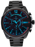 Diesel Mega Chief Chronograph Black Dial Black Steel Strap Watch For Men - DZ4318