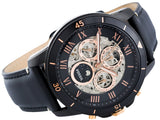 Fossil Grant Sport Automatic Skeleton Black Dial Black Leather Strap Watch for Men - ME3138