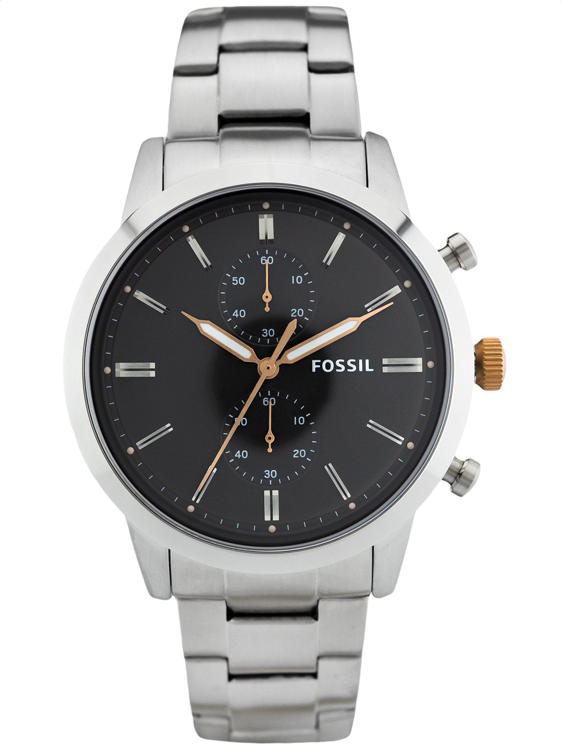 Fossil Townsman Chronograph Grey Dial Silver Steel Strap Watch for Men - FS5407