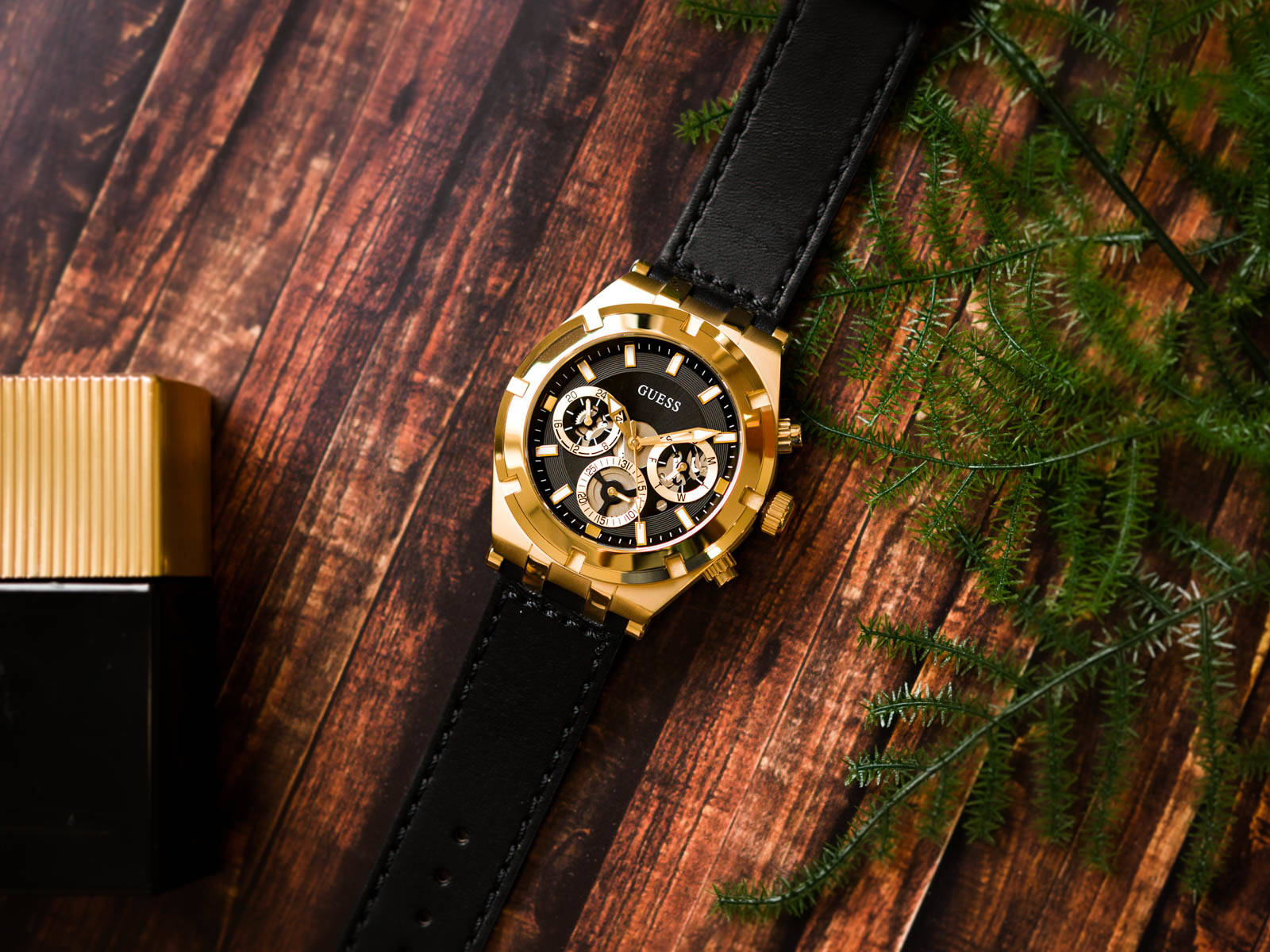 Guess Continental Black Dial Black Rubber Strap Watch for Men - GW0262G2