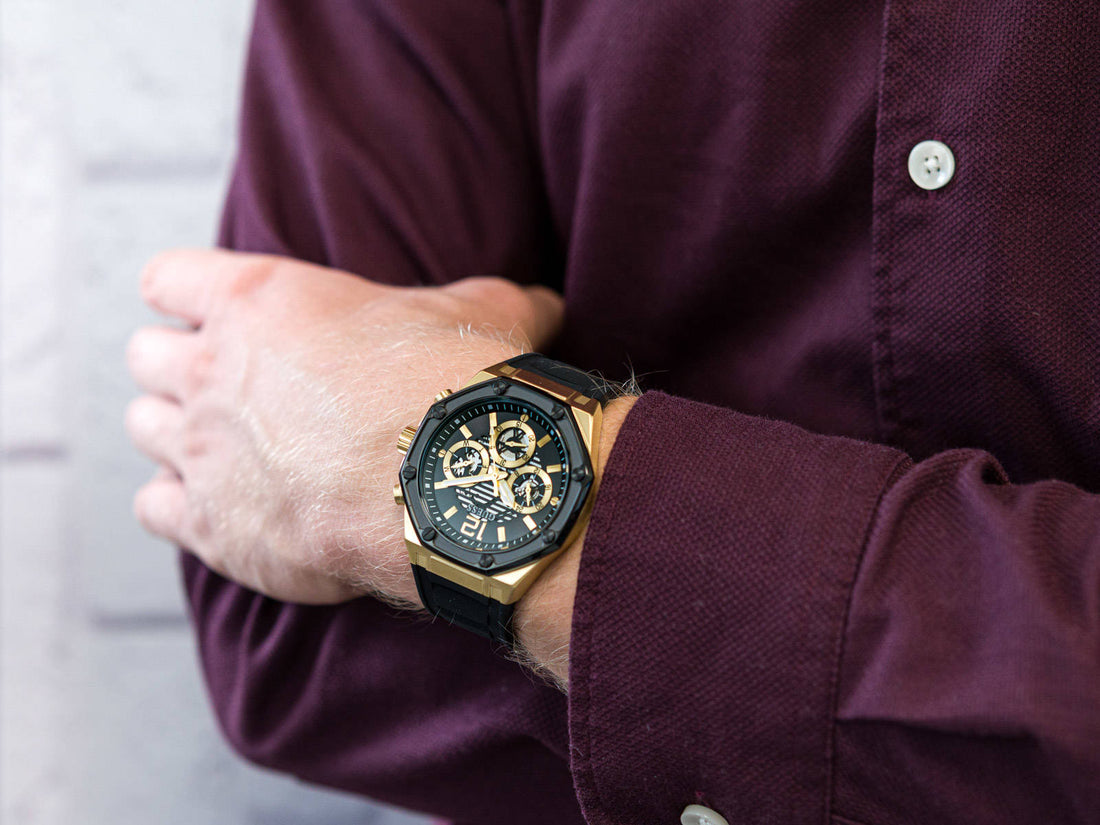 Guess Momentum Black Dial Black Rubber Strap Watch for Men - GW0263G1