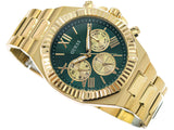 Guess Equity Analog Green Dial Gold Steel Strap Watch For Men - GW0703G2