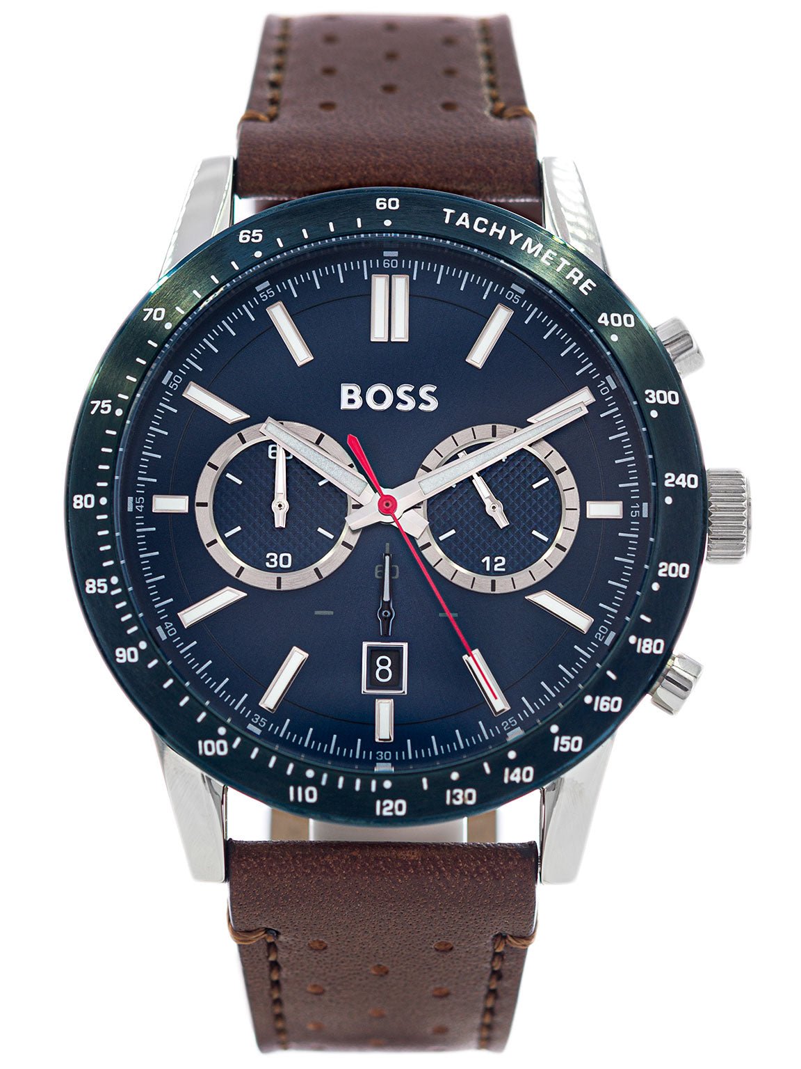 Hugo Boss Allure Blue Dial Brown Leather Strap Watch for Men - 1513921