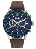 Hugo Boss Allure Blue Dial Brown Leather Strap Watch for Men - 1513921