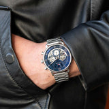 Tommy Hilfiger Legend Chronograph Blue Dial Silver Steel Strap Watch For Men - 1710569