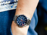 Tommy Hilfiger Mason Quartz Blue Dial Silver Steel Strap Watch for Men - 1791788