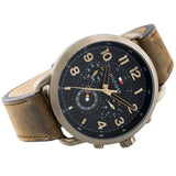 Tommy Hilfiger Briggs Chronograph Black Dial Brown Leather Strap Watch for Men - 1791425