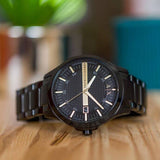 Armani Exchange Hampton Chronograph Black Dial Black Steel Strap Watch For Men - AX2413