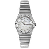 Omega Constellation Quartz Diamonds Silver Dial Silver Steel Strap Watch for Women - 123.15.27.60.55.004