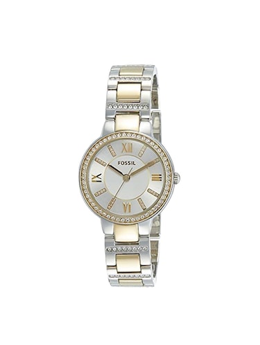 Fossil Virginia Silver Dial Two Tone Steel Strap Watch for Women - ES3503