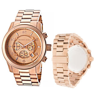 Michael Kors Runway Chronograph Rose Gold Dial Rose Gold Steel Strap Watch for Men - MK8096