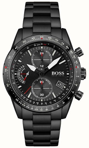 Hugo Boss Aero Black Dial Black Steel Strap Watch for Men - 1513771