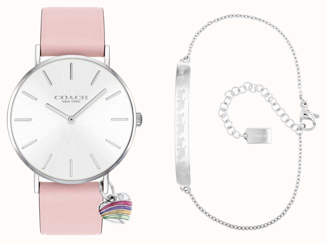 Coach Perry White Dial Pink Leather Strap Watch for Women - 14503128