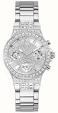 Guess Moonlight Multi Function Diamonds Silver Dial Silver Steel Strap Watch for Women - GW0320L1